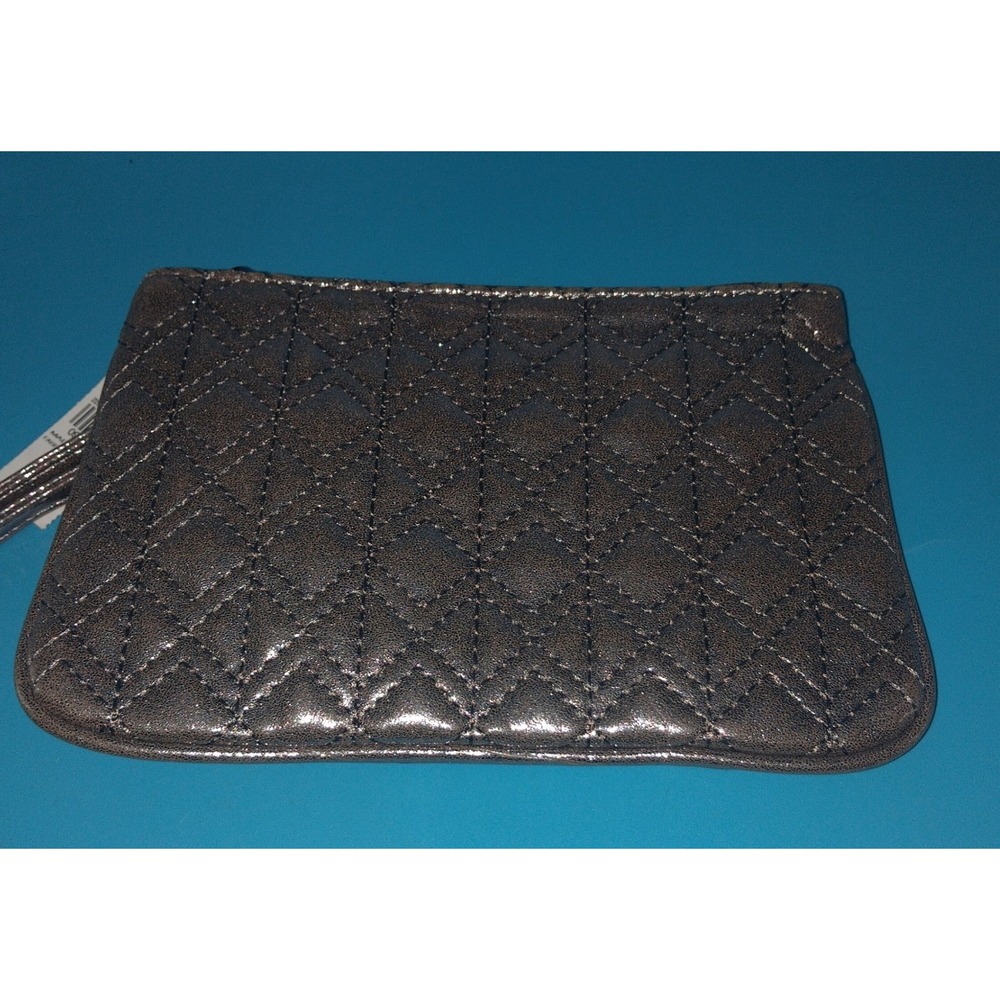 Express Metallic Pewter Quilted Wristlet Pouch Bag NWT